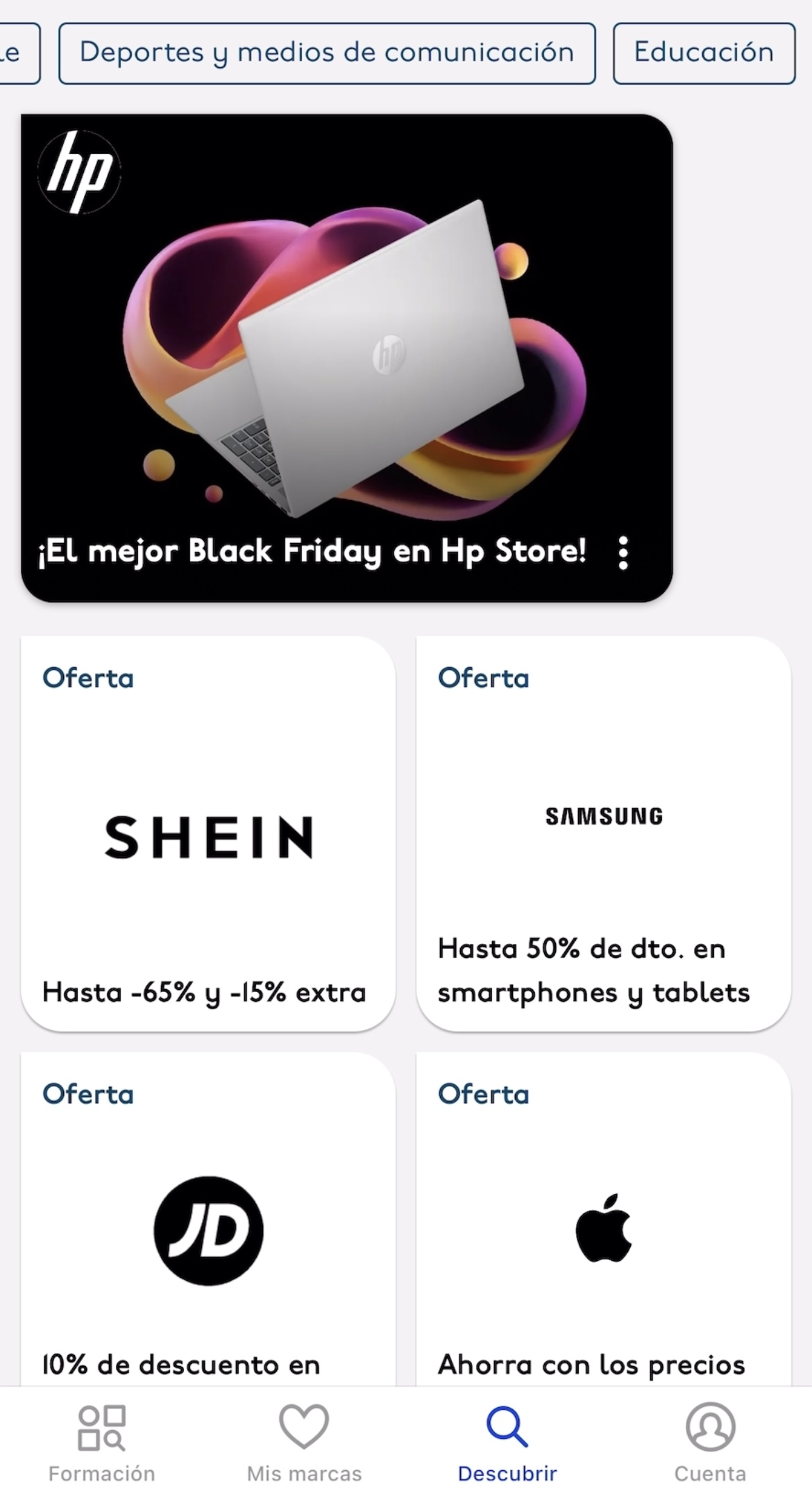 Descuentos para estudiantes